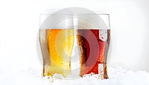 Summer two beer on a white background