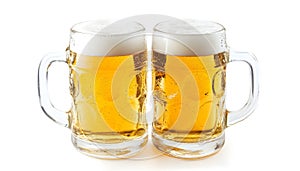 Summer two beer on a white background