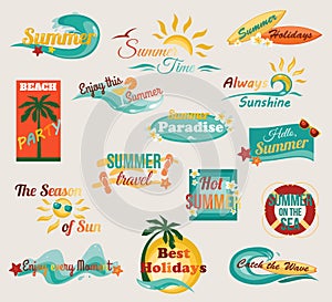 Summer typographical elements for design. Retro