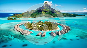 Summer vacation on Bora Bora French Polynesia. Generative AI