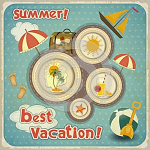 Summer Vacation Card in Vintage Style