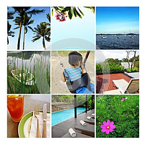 Summer vacation collage, summertime photo