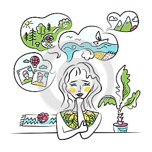 Summer vacation dreams, vector illustration