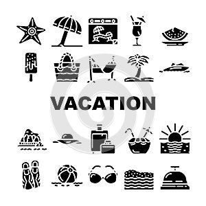 Summer Vacation Enjoying Traveler Icons Set Vector