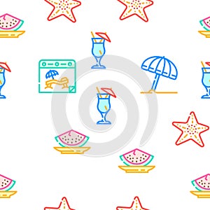 Summer Vacation Enjoying Traveler Icons Set Vector