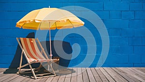 Summer vacation getaway with beach chair and umbrella - summer vibe