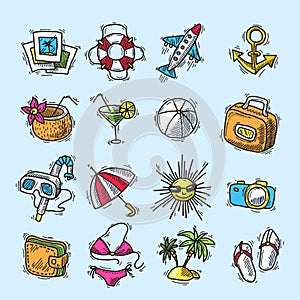 Summer vacation icon set vector design illustration