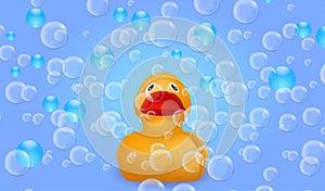 Inflatable rubber duck in the soupy foam photo