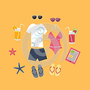 Summer vacation set of icons