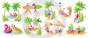 Summer vacation theme. Outdoor activity and rest on the beach.