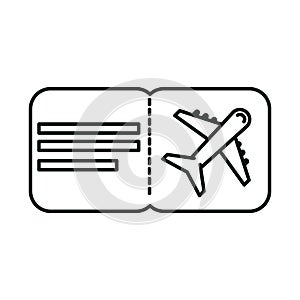 Summer vacation travel, airline boarding pass ticket linear icon style