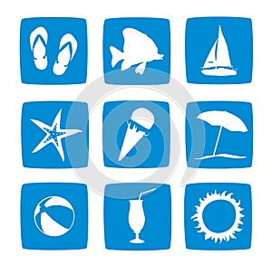 Summer vacations icon set