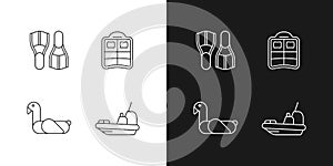 Summer vacations linear icons set for dark and light mode