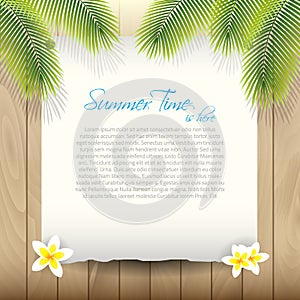 Summer Vector Background with Paper under Palm tre