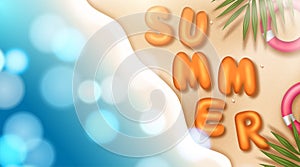 Summer vector banner design concept of 3d text. Vector illustration