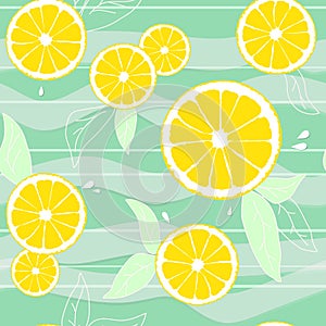 Summer Vector Seamless Pattern With Lemon Slices