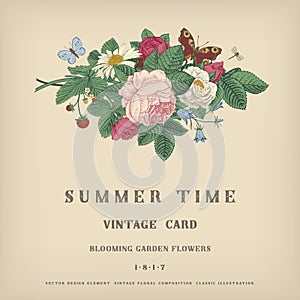 Summer vector vintage card