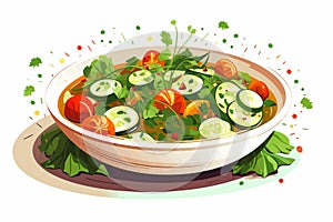 summer vegetables soup vector flat minimalistic isolated illustration