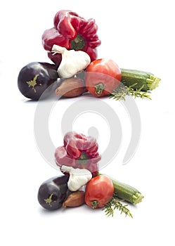 Summer vegetables on white : ratatouille