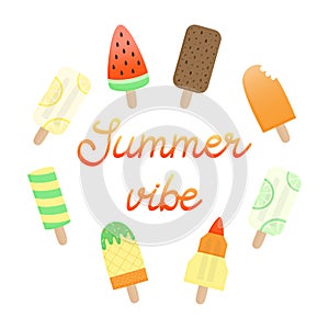Summer vibe popsicles vector graphic illustration