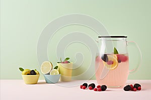 Summer Vibes. Berry-licious Lemonade in a Jug - Perfect for Refreshment and Text Space