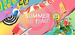 Summer Vibes Collage Layout Design