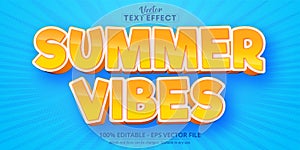 Summer Vibes text, cartoon style editable text effect