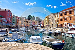 Summer viev of Veli Losinj colorful waterfront and harbor