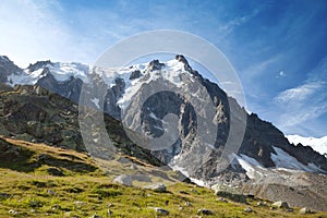 Summer view of Aiguille du Midi, France