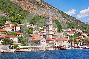 Summer view of ancient town of Perast . Bay of Kotor, Montenegro
