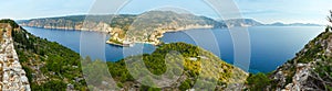 Summer view of Assos peninsula (Greece, Kefalonia). Panorama.