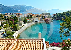 Summer view of Assos village (Greece, Kefalonia).