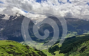 Summer view of mountain valley and ski resort, Grindelwald - Switzerland