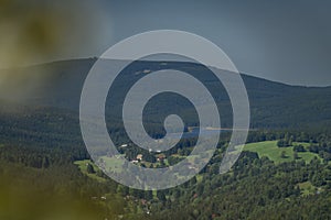 Summer view near Stepanka lookout tower in Jizerske mountains