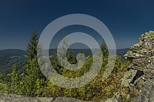 Summer view near Stepanka lookout tower in Jizerske mountains