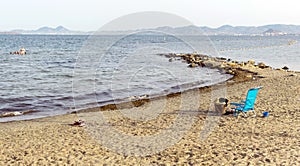 Summer view of Spanish beach. Beautiful seascape of Mediterranen Sea