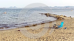 Summer view of Spanish beach. Beautiful seascape of Mediterranen Sea photo
