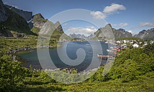 Summer view on the village of Reine on the Lofoten islands in Norway. photo