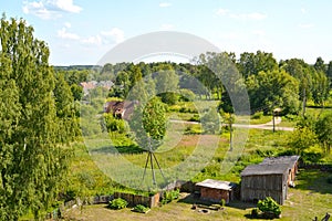 Summer view of the village Timofeeva from the height of bird flight. Kaliningrad region