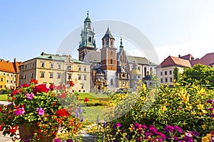 Summer view of Wawel Royal Castle complex in Krakow, Poland