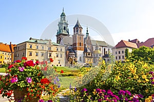 Summer view of Wawel Royal Castle complex in Krakow, Poland photo