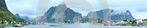 Summer village Reine panorama (Lofoten, Norway).