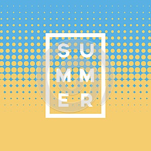Summer vintage vector poster template with halftone background design and beach sand and sea colors.