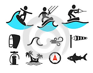 Summer water sport pictograms