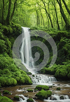 summer waterfall in the forest