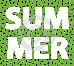 Summer. Watermelon seads green background.