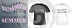 Summer wave design for t-shirt stamps, tee print, applique, badge, label casual clothing, or other printing products