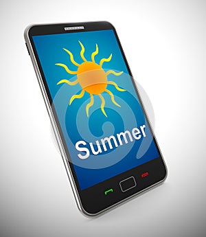 Summer weather on a mobile phone app shows heatwave - 3d illustration