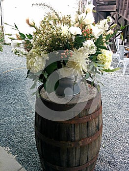 Summer wedding flowers at an outdoor wedding