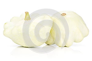 Summer white pattypan squash isolated on white